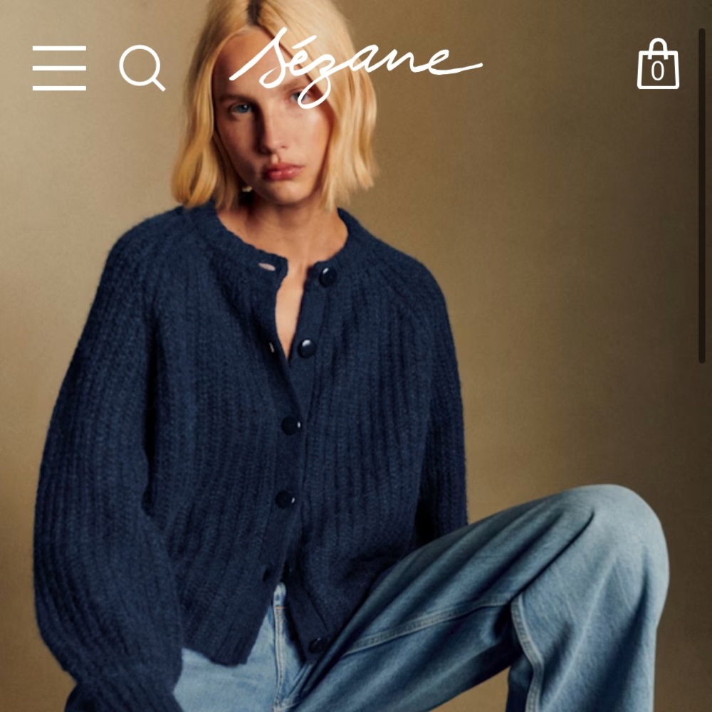 Sezane Navy Emile Cardigan